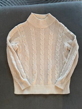 Banana Republic Cream Cable Turtleneck Sweater